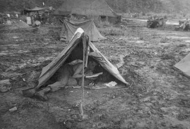Edward Kaiser In His Tent During Korean War
